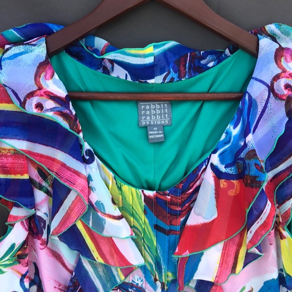 Colorful, flirty frills dress NWOT size 10 - Picture 3 of 3